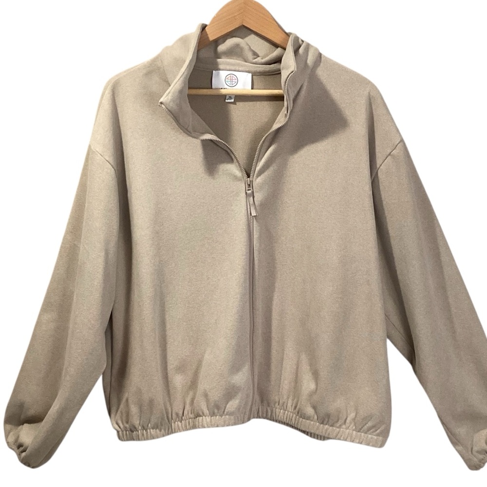 44° North Women's Full Zip Mockneck Pullover Light Cream Soft Neutral Size‎ XL